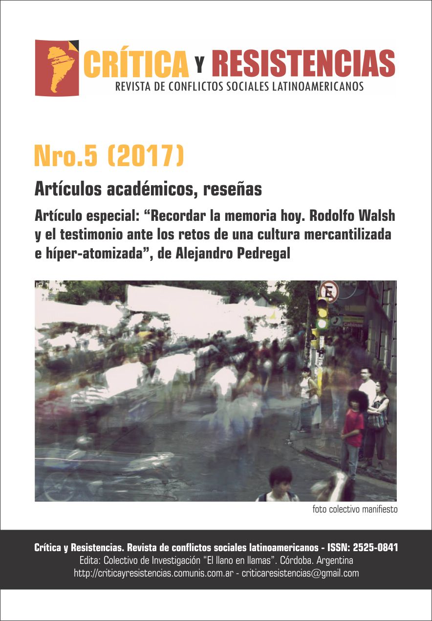 Portada de Revista Crítica y Resistencias Nº 5 (2017)