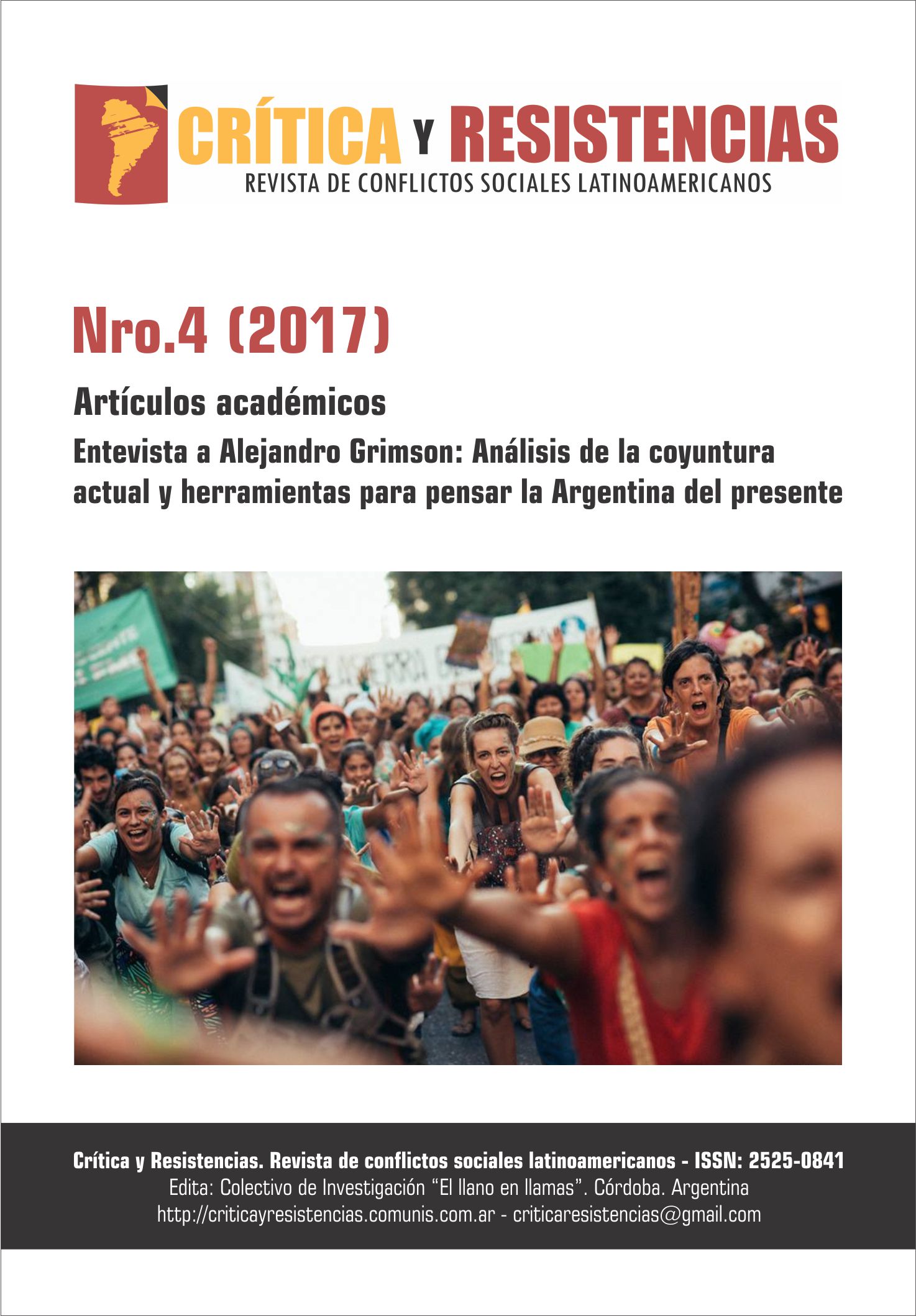 Portada de Revista Crítica y Resistencias Nº 4 (2017)